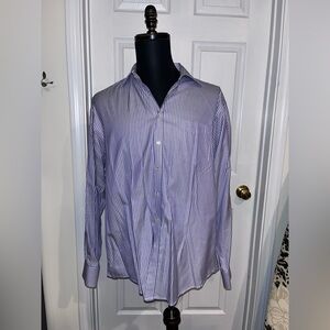 Thomas Pink Men's Purple & White Stripe Dress Shirt 17.5